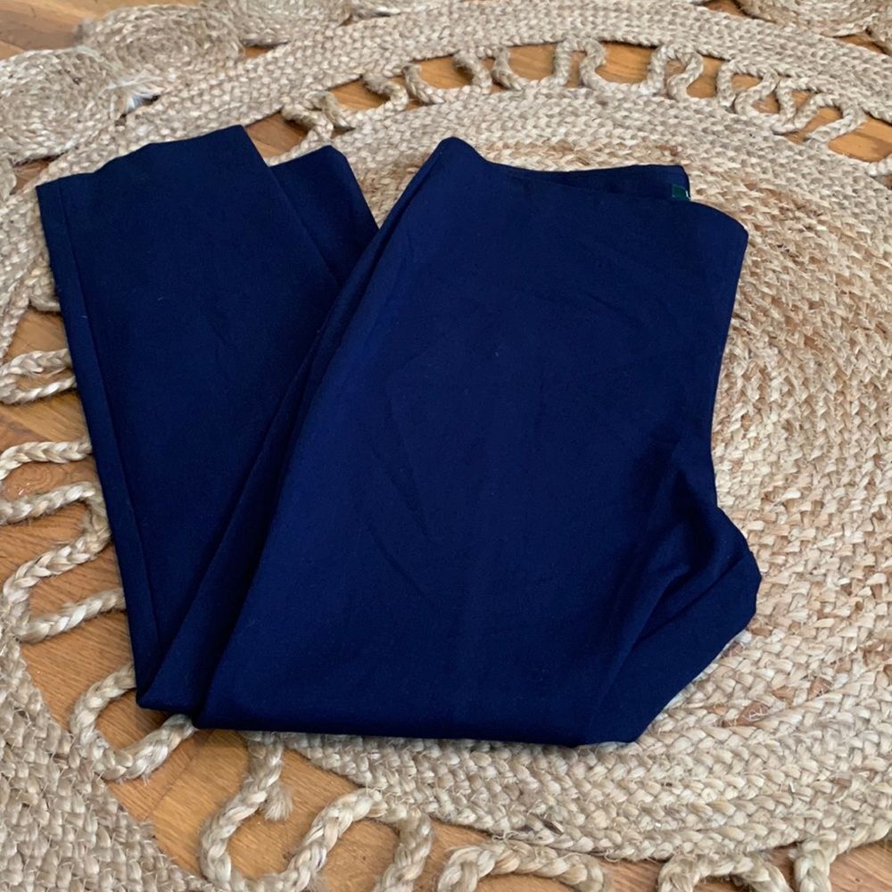 Lauren Ralph Lauren Pants 16 Navy Blue Cotton Blend Stretch Straight Ankle Slim